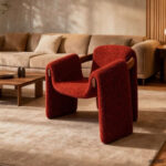 Nordic Designer M-Shape Single Armchair Modern Irregular Solid Wood for Dining & Leisure in Bedroom Home Furniture