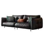 Luxury Leather Sofa Set With Metal Leg Comfortable Living Room Couch Villa Apartment Home Hotel Living Room Furniture Sofa Set - Image 2