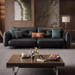 Luxury Leather Sofa Set With Metal Leg Comfortable Living Room Couch Villa Apartment Home Hotel Living Room Furniture Sofa Set