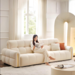 Luxury Modern High Quality Cream Sectional Sofa Set Cloud Living Room Furniture Soft Velvet Fabric Couches Home or Apartment Use - Image 2