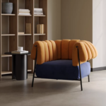 Modern Hotel Living Room Lounge Chair Metal Frame Fabric Double Color Matching Leisure Single Sofa Chair Furniture - Image 2