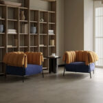 Modern Hotel Living Room Lounge Chair Metal Frame Fabric Double Color Matching Leisure Single Sofa Chair Furniture - Image 3