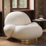 Modern Leisure Chair Elegant Reading Room Cloud Cream White Single Sofa Chair Designer Living Room Chair for Home Use - Image 4