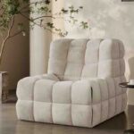 Modern Cream Teddy Corduroy Reclining Chair Living Room Bedroom Apartment Modular Single Sofa Chair Lazyman Sofa - Image 4