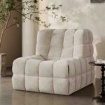 Modern Cream Teddy Corduroy Reclining Chair Living Room Bedroom Apartment Modular Single Sofa Chair Lazyman Sofa