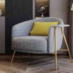 Fashionable Living Room Sofas Modern Simple Single Leather Fabric Lounge Sofa With Metal Legs