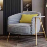 Fashionable Living Room Sofas Modern Simple Single Leather Fabric Lounge Sofa With Metal Legs - Image 4