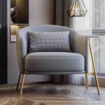 Fashionable Living Room Sofas Modern Simple Single Leather Fabric Lounge Sofa With Metal Legs - Image 3