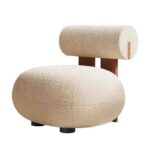 Modern Nordic Solid Wood Home Cream Style Leisure Villa Furniture Leisure Single Sofa Living Room Chair
