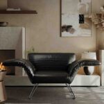 High-End Designer Leather Single-Seater Sofa Chair with Armrest for Dining Outdoor Bedroom Hotel or Apartment Leisure Use