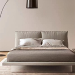 Leather Modern Hotel Bedroom Furniture Upholstered Beds Frame California king Bed - Image 3