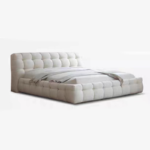 Modern Fabric Bed Upholstered Cream White Cloud Bed Set Furniture Bedroom Latest Designer High Quality Wooden King Bed