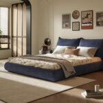 Italian Modern Luxury Minimalist Queen Bed Solid Wood Up-Holstered Light Bedside Instagram Popular Bed for Master Bed - Image 3