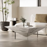 Customer Size Modern Living Room Furniture Diamond Shape Nature Marble Stone Coffee Table with Acrylic Leg - Image 3