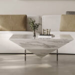 Customer Size Modern Living Room Furniture Diamond Shape Nature Marble Stone Coffee Table with Acrylic Leg - Image 2