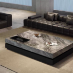 Modern Design Living Room Black Slate Top Coffee Table Luxury Rectangle Low Plinth Marble Coffee Side Table