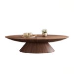 Italian Minimalist Modern Light Luxury Small Apartment Walnut Furniture Oval Living Room Coffee Table - Image 4