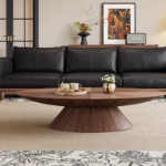 Italian Minimalist Modern Light Luxury Small Apartment Walnut Furniture Oval Living Room Coffee Table - Image 3