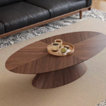 Italian Minimalist Modern Light Luxury Small Apartment Walnut Furniture Oval Living Room Coffee Table