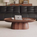 Wooden Coffee Table Hotel Modern Living Room Coffee Table for Home Villa Latest Design Storage Ellipse Coffee Table - Image 2