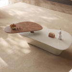 Modern Creative Coffee Table with Irregular Shape Wood - Metal Combination for Living Room Centerpiece Coffee Table - Image 2