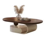 Modern Simple Small Living Room Home Network Red Creative Cream New Designer Walnut Solid Wood Coffee Table - Image 4