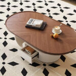 Modern Simple Small Living Room Home Network Red Creative Cream New Designer Walnut Solid Wood Coffee Table - Image 3