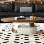 Modern Simple Small Living Room Home Network Red Creative Cream New Designer Walnut Solid Wood Coffee Table