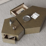 Living Room Furniture Metal Center Coffee Table with Drawers Modern Luxury Glass Coffee Table - Image 3