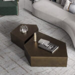 Living Room Furniture Metal Center Coffee Table with Drawers Modern Luxury Glass Coffee Table