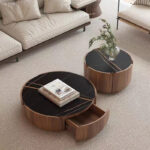 Modern Luxury Rock Plate Wood Frame Eco-Friendly Storage Convertible Coffee Table Multifunction Dining Set Center Furniture - Image 2