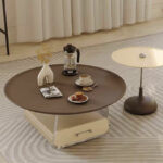 Minimalist Design Suspended Coffee Table Durable Easy-to-clean Frame Modern Cream Style for Small Living Rooms Home