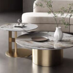 Luxury Creative Designer Elegant Living Room Coffee Table Round Modern Stone Center Table with Stainless Steel Home Furniture - Image 3