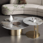 Luxury Creative Designer Elegant Living Room Coffee Table Round Modern Stone Center Table with Stainless Steel Home Furniture - Image 2