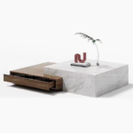 Coffee Table - Italian Minimalist Design Wood Finish Creative Suspended Style Perfect for Large Spaces Living Room Home