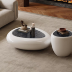 Modern Living Room Furniture Glass Coffee Table Luxury Coffee Table Black and White Coffee Table for Hotel - Image 3