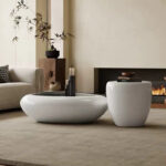 Modern Living Room Furniture Glass Coffee Table Luxury Coffee Table Black and White Coffee Table for Hotel
