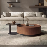 Modern Luxury Wooden Round Coffee Table Set for Living Room Multifunction with Drawers Extendable Furniture Design - Image 3