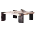 High-End Scandinavian Solid Wood Natural Travertine Square Coffee Table for Living Room for Small Home or Apartment
