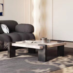 High-End Scandinavian Solid Wood Natural Travertine Square Coffee Table for Living Room for Small Home or Apartment - Image 2