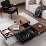 Italian Retro Style North American with Storage Capacity in the Living Room, square Antique Style Coffee Table - Image 3