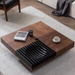 Italian Retro Style North American with Storage Capacity in the Living Room, square Antique Style Coffee Table - Image 2