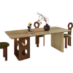 French Cave Rock Dining Table Light Luxury Minimalist Household Solid Wood Rectangular Storage Feet Dining Table - Image 4