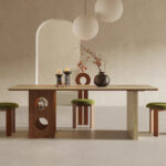 French Cave Rock Dining Table Light Luxury Minimalist Household Solid Wood Rectangular Storage Feet Dining Table - Image 3