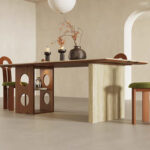 French Cave Rock Dining Table Light Luxury Minimalist Household Solid Wood Rectangular Storage Feet Dining Table