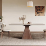 Solid Wood Table Rectangular Round Modern Design Small Apartments Dining Table