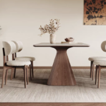 Solid Wood Table Rectangular Round Modern Design Small Apartments Dining Table - Image 2