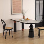 Round Rock Plate Dining Table Retro Small Apartment Restaurant Cave Stone Long Dining Table