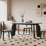 Vintage Cream Wind Solid Wood Rock Plate Dining Table Set Home Small Household Living Room Modern Simple Dining Table