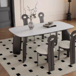 Vintage Cream Wind Solid Wood Rock Plate Dining Table Set Home Small Household Living Room Modern Simple Dining Table - Image 2